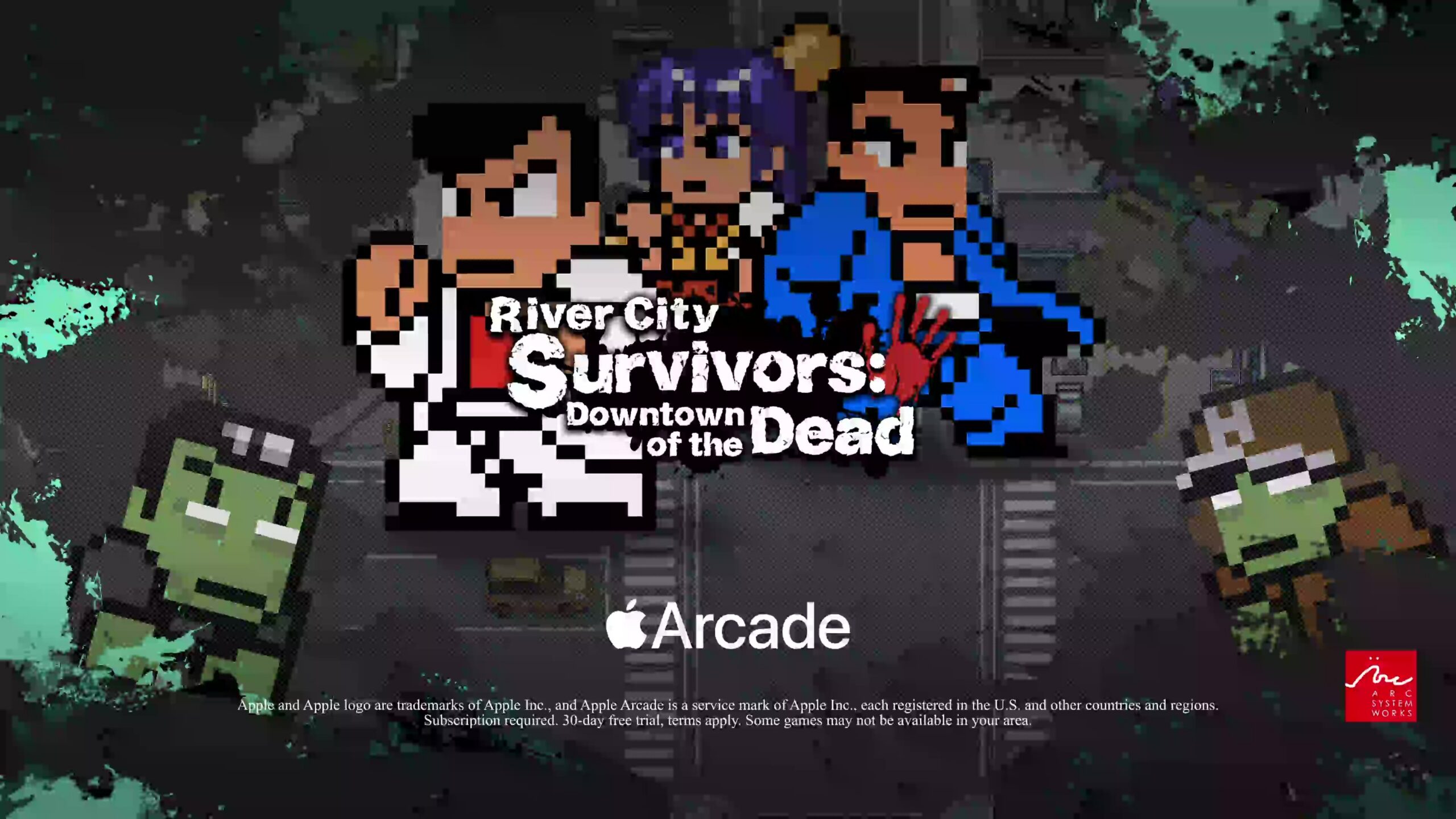 River City Survivors: Downtown of the Dead official Apple Arcade launch key art